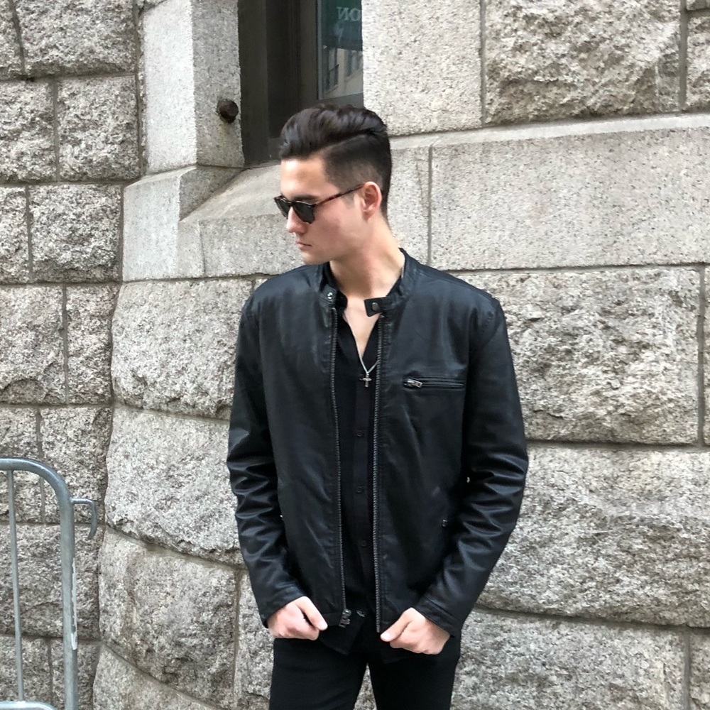 Leather Cafe Racer Biker Jacket